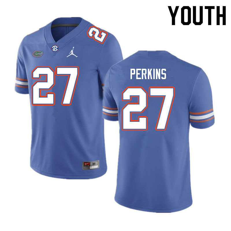 Youth #27 Jadarrius Perkins Florida Gators College Football Jerseys Sale-Royal